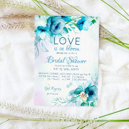 Liefde in bloem blauw blauwgroen vrijgezellenfeest kaart