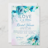 Liefde in bloem blauw blauwgroen vrijgezellenfeest kaart (Voorkant)