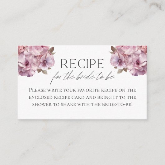 Liefde In Bloem Recept voor de bruid te zijn Informatiekaartje (Voorkant)