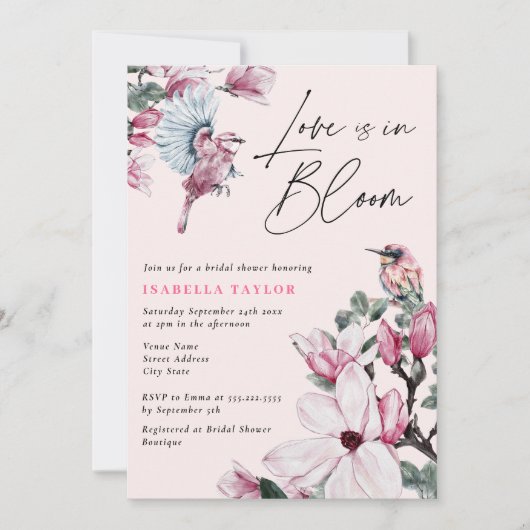 Liefde in bloem roze Vrijgezellenfeest Kaart (Voorkant)