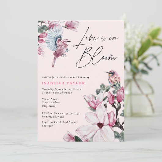 Liefde in bloem roze Vrijgezellenfeest Kaart (Staand voorkant)