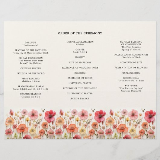 Liefde in Bloem Stems Trifold Wedding Programma Flyer (Achterkant)