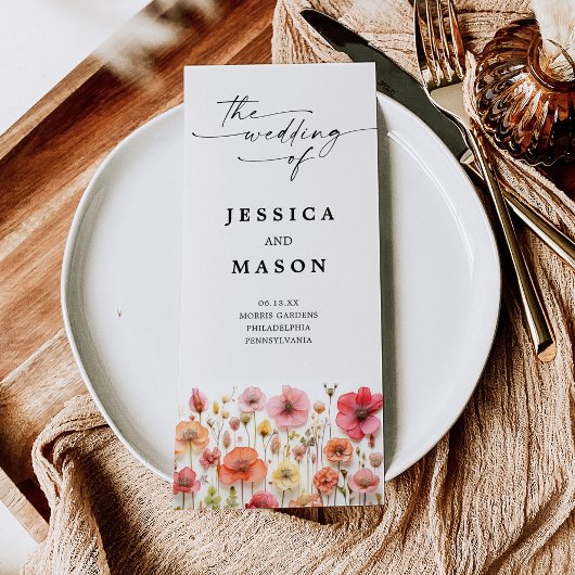 Liefde in Bloem Stems Trifold Wedding Programma Flyer