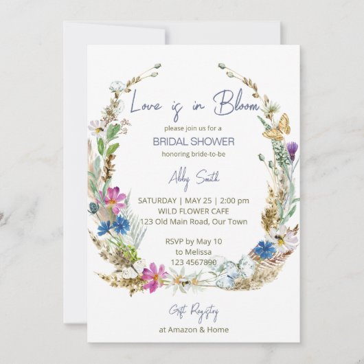 Liefde in bloem vrijgezellenfeest van wilde bloeme kaart (Voorkant)