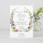 Liefde in bloem vrijgezellenfeest van wilde bloeme kaart (Staand voorkant)