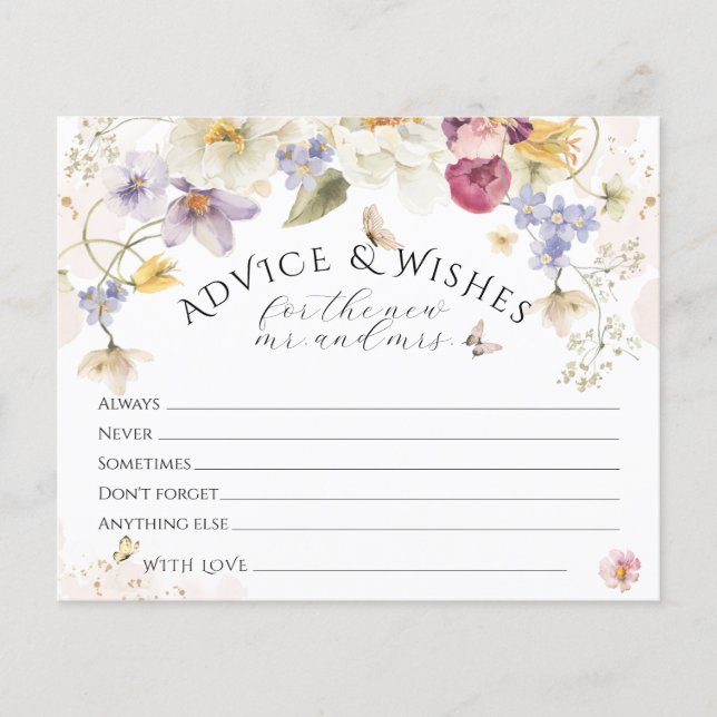 Liefde in bloem Wildflower Rustic Bridal Game Wish (Voorkant)