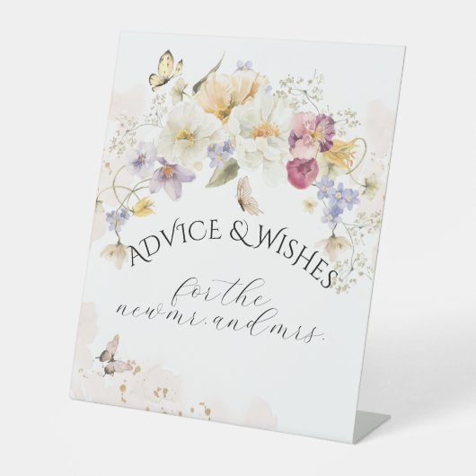 Liefde in bloem Wildflower Rustic Bridal Game Wish Reclamebord Met Voetstuk (Voorkant)
