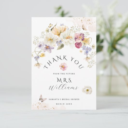 Liefde in bloem Wildflower Rustic Vrijgezellenfees Bedankkaart (Staand voorkant)