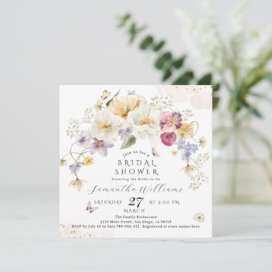 Liefde in bloem Wildflower Rustic Vrijgezellenfees Kaart (Staand voorkant)