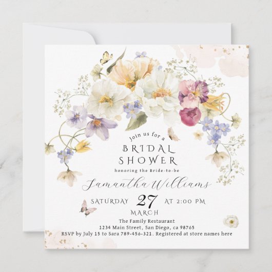 Liefde in bloem Wildflower Rustic Vrijgezellenfees Kaart (Voorkant)