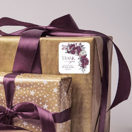 Liefde in Bloemen Bourgogne Cream Vrijgezellenfees Vierkante Sticker