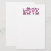 Liefde ( in blokletters ) briefpapier (Voorkant / Achterkant)