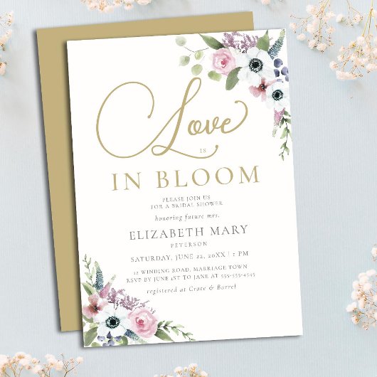 Liefde in Bloom Anemone Rozen Floral Vrijgezellenf Kaart