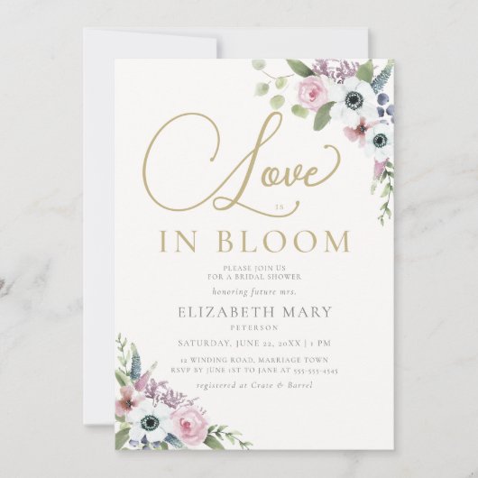 Liefde in Bloom Anemone Rozen Floral Vrijgezellenf Kaart (Voorkant)