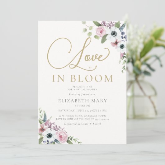 Liefde in Bloom Anemone Rozen Floral Vrijgezellenf Kaart (Staand voorkant)