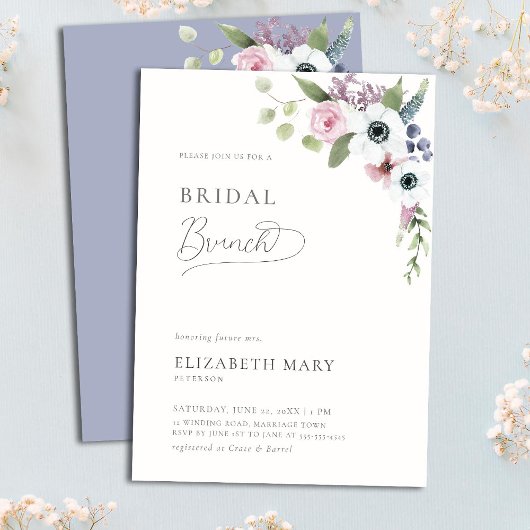 Liefde in Bloom Anemones Boho Floral Bridal Brunch Kaart