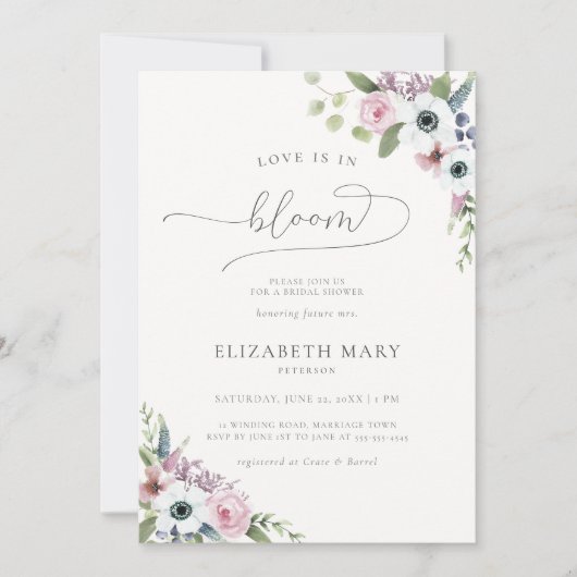 Liefde in Bloom Anemones Lijst Floral Vrijgezellen Kaart (Voorkant)