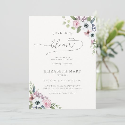 Liefde in Bloom Anemones Lijst Floral Vrijgezellen Kaart (Staand voorkant)