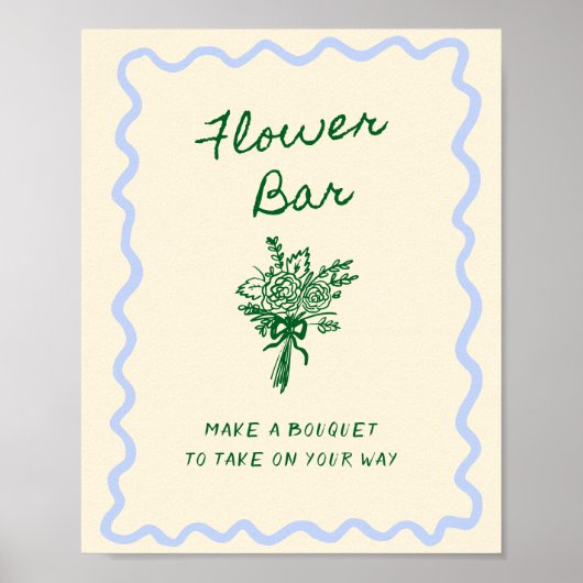 Liefde in Bloom Blauw Groene Bloem Bar Poster (Voorkant)