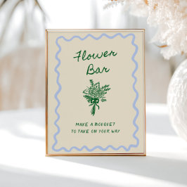 Liefde in Bloom Blauw Groene Bloem Bar Poster
