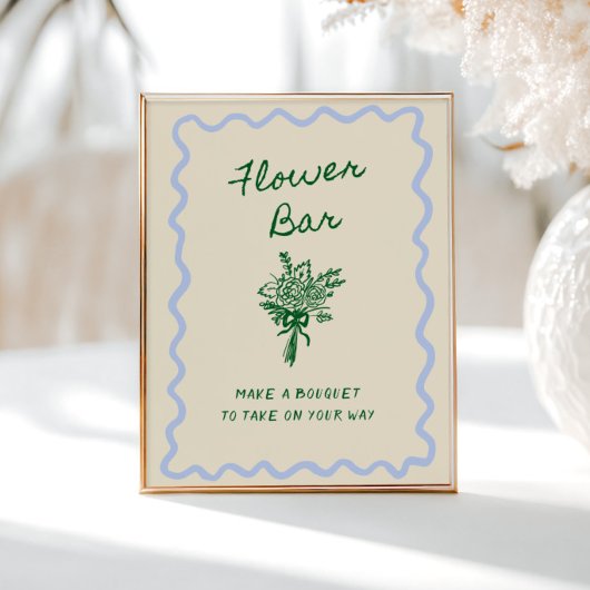 Liefde in Bloom Blauw Groene Bloem Bar Poster