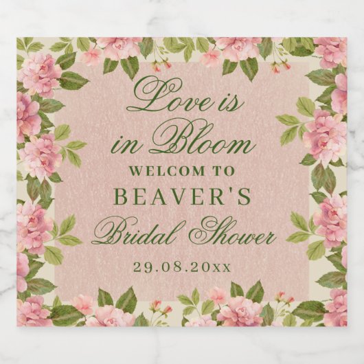 Liefde in Bloom Bloemen Vrijgezellenfeest Sparklin Sparkling Wijnetiket (Enkel label)