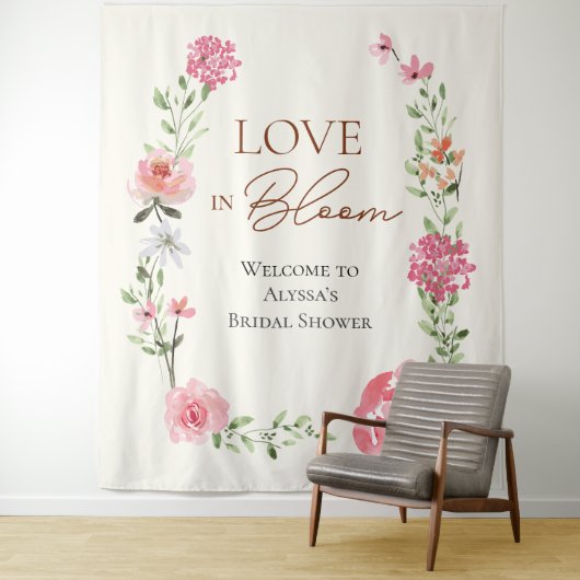 Liefde in Bloom Bloemen Vrijgezellenfeest Welkomst Wandkleed (In situ)