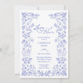Liefde in Bloom Blue Floral Bruids Douche Uitnodig Kaart (Voorkant)
