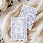 Liefde in Bloom Blue Floral Bruids Douche Uitnodig Kaart