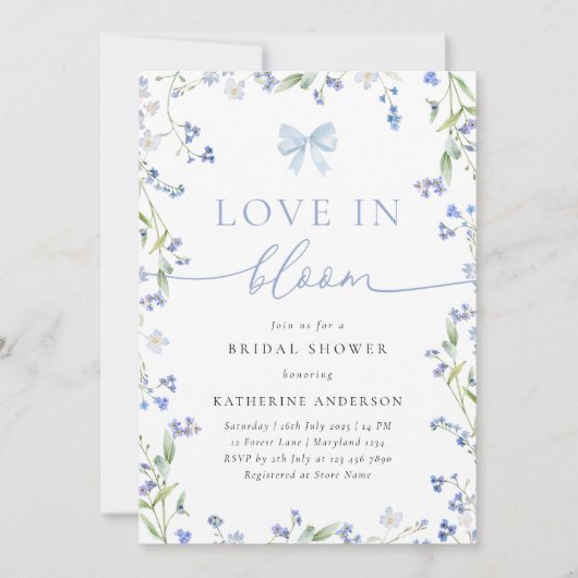 Liefde in Bloom Blue Wildflower Vrijgezellenfeest Kaart (Voorkant)