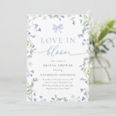 Liefde in Bloom Blue Wildflower Vrijgezellenfeest Kaart (Staand voorkant)