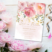 Liefde in Bloom Blush Roze Goud Bloemen Vrijgezell Kaart