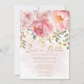 Liefde in Bloom Blush Roze Goud Bloemen Vrijgezell Kaart (Voorkant)