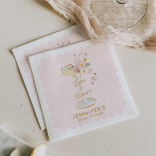 Liefde in Bloom Blush Roze Vrijgezellenfeest Servet