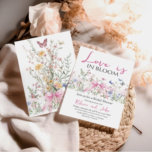 Liefde in Bloom Bow Wildflower Floral Vrijgezellen Kaart