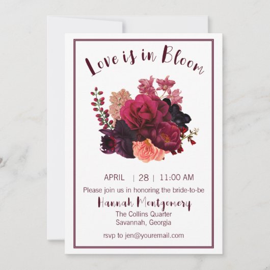 Liefde in Bloom Bridal Shower Invitation Kaart (Voorkant)