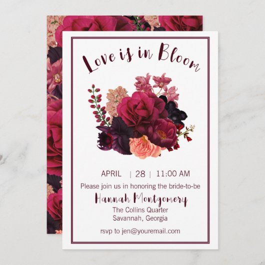 Liefde in Bloom Bridal Shower Invitation Kaart (Voorkant / Achterkant)