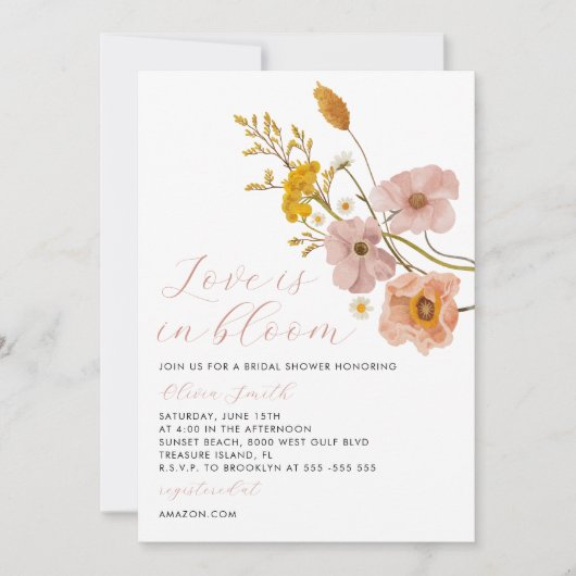 Liefde in Bloom Bridal Shower Invitation Kaart (Voorkant)