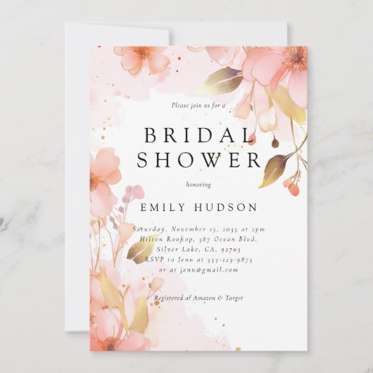 Liefde in Bloom Bridal Shower Invitation Kaart (Voorkant)