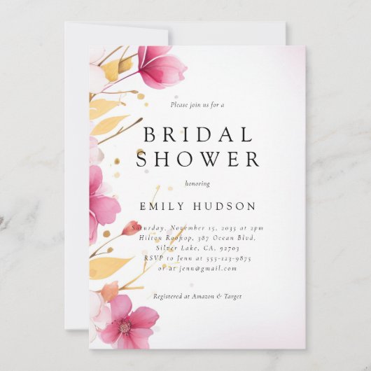 Liefde in Bloom Bridal Shower Invitation Kaart (Voorkant)
