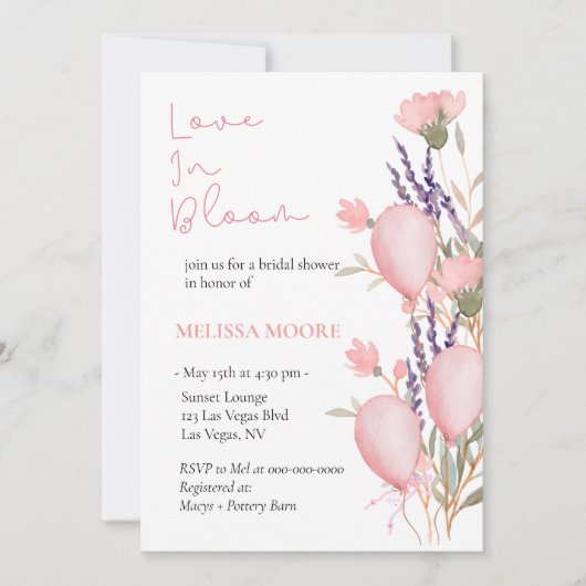 Liefde in Bloom Bridal Shower Kaart (Voorkant)