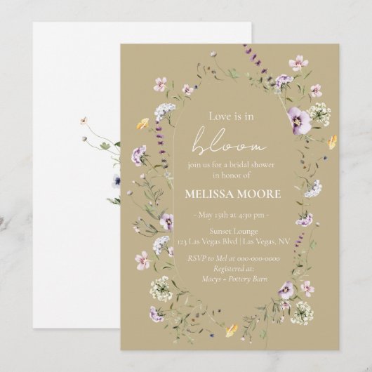 Liefde in Bloom Bridal Shower Kaart (Voorkant / Achterkant)