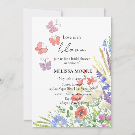 Liefde in Bloom Bridal Shower Kaart (Voorkant)