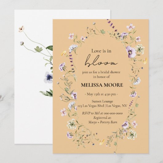 Liefde in Bloom Bridal Shower Kaart (Voorkant / Achterkant)