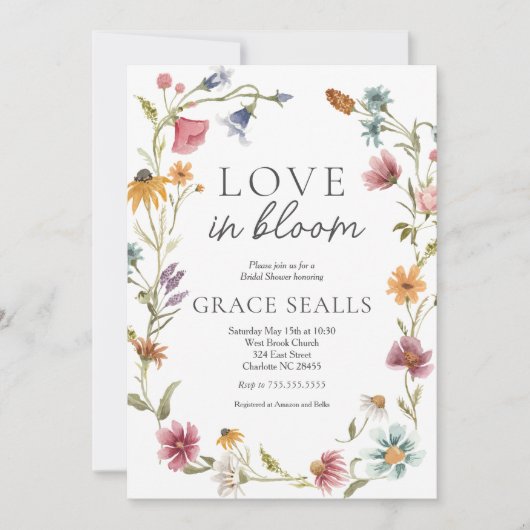 Liefde in Bloom Bridal Shower Kaart (Voorkant)