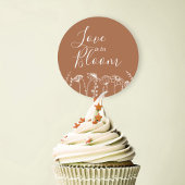 Liefde in Bloom Burnt Oranje Wildflower Sketch Ronde Sticker