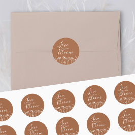 Liefde in Bloom Burnt Oranje Wildflower Sketch Ronde Sticker