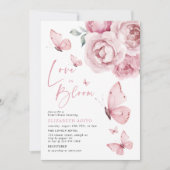 Liefde in Bloom Butterfly Roze Bloemen Vrijgezelle Kaart (Voorkant)