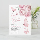 Liefde in Bloom Butterfly Roze Bloemen Vrijgezelle Kaart (Staand voorkant)