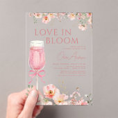 Liefde in Bloom Champagne Roze Boog Vrijgezellenfe Acryl Uitnodigingen (Insitu (Draagbaar))